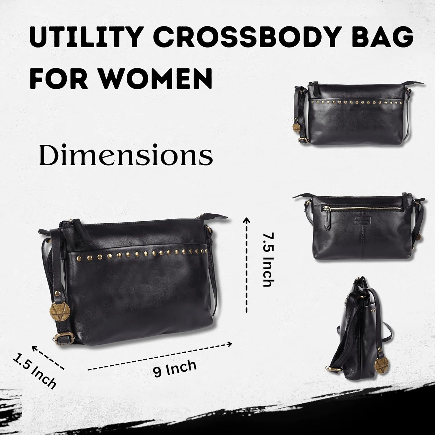 Genuine Italian Leather Boho Studded Crossbody Shoulder Bag - Stylish, Durable, & Perfect for Everyday Use for women