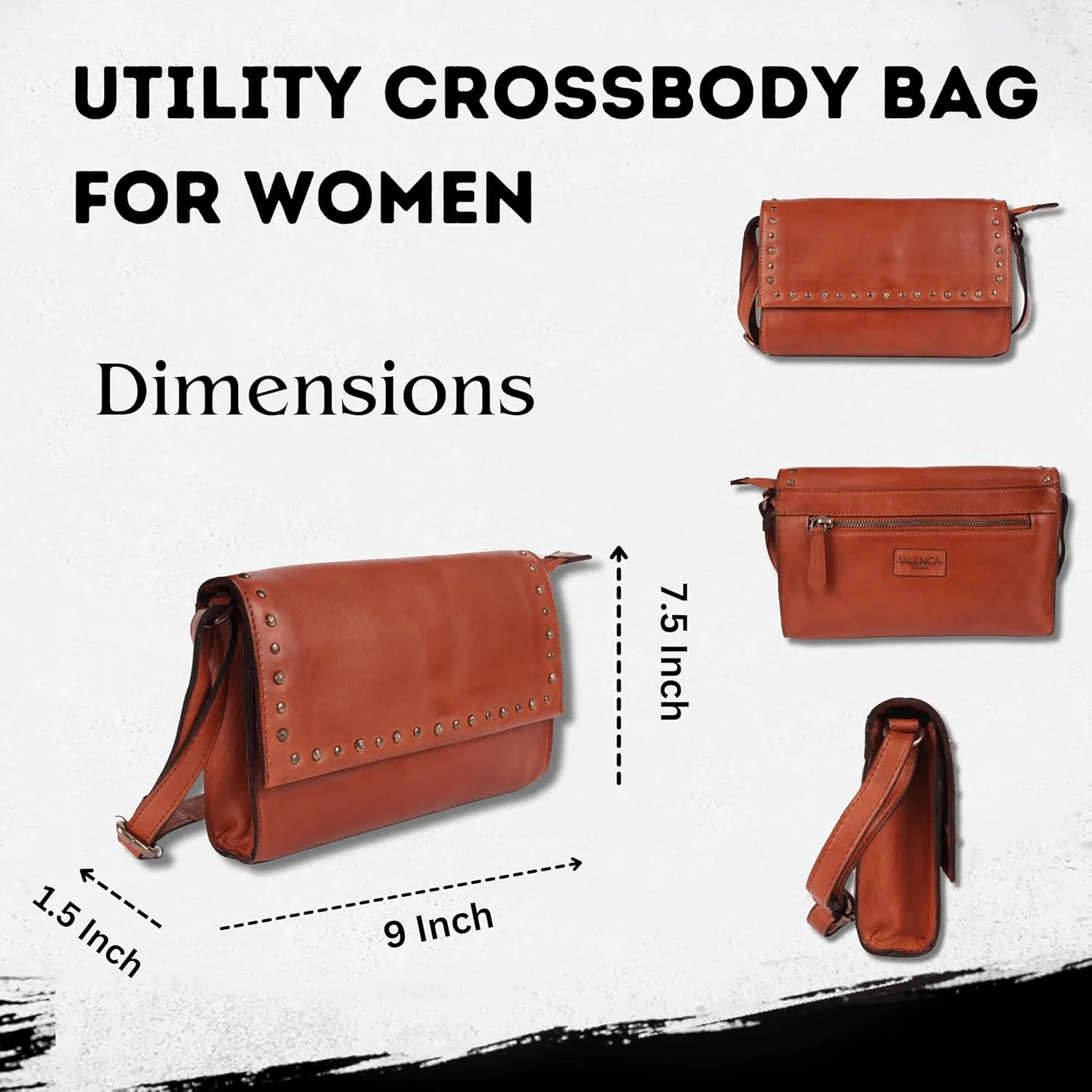 Genuine Italian Leather Boho Studded Crossbody Shoulder Bag - Stylish, Durable, & Perfect for Everyday Use for women