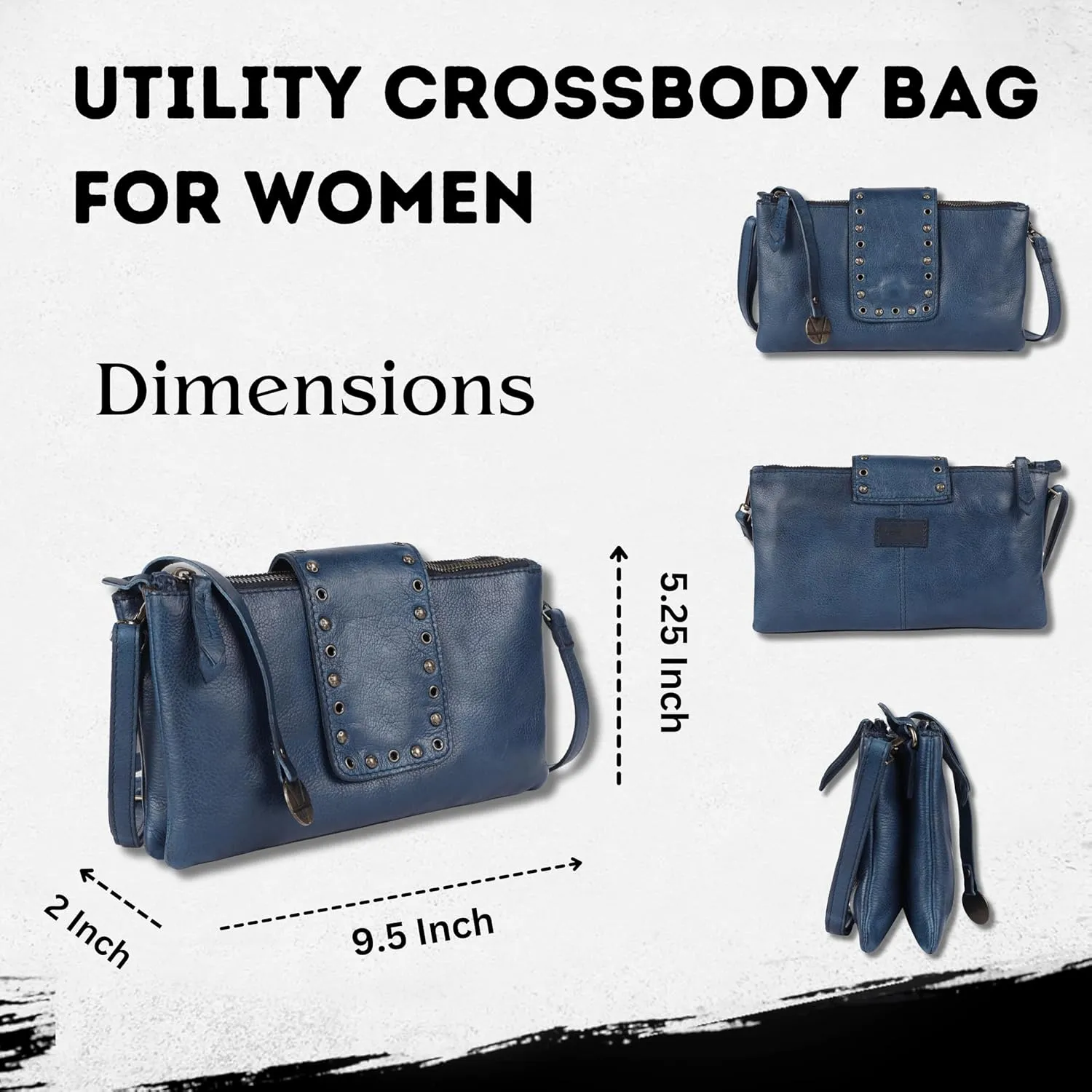 Genuine Italian Leather Boho Studded Crossbody Sling Bag - Stylish, Durable, & Perfect for Everyday Use for women