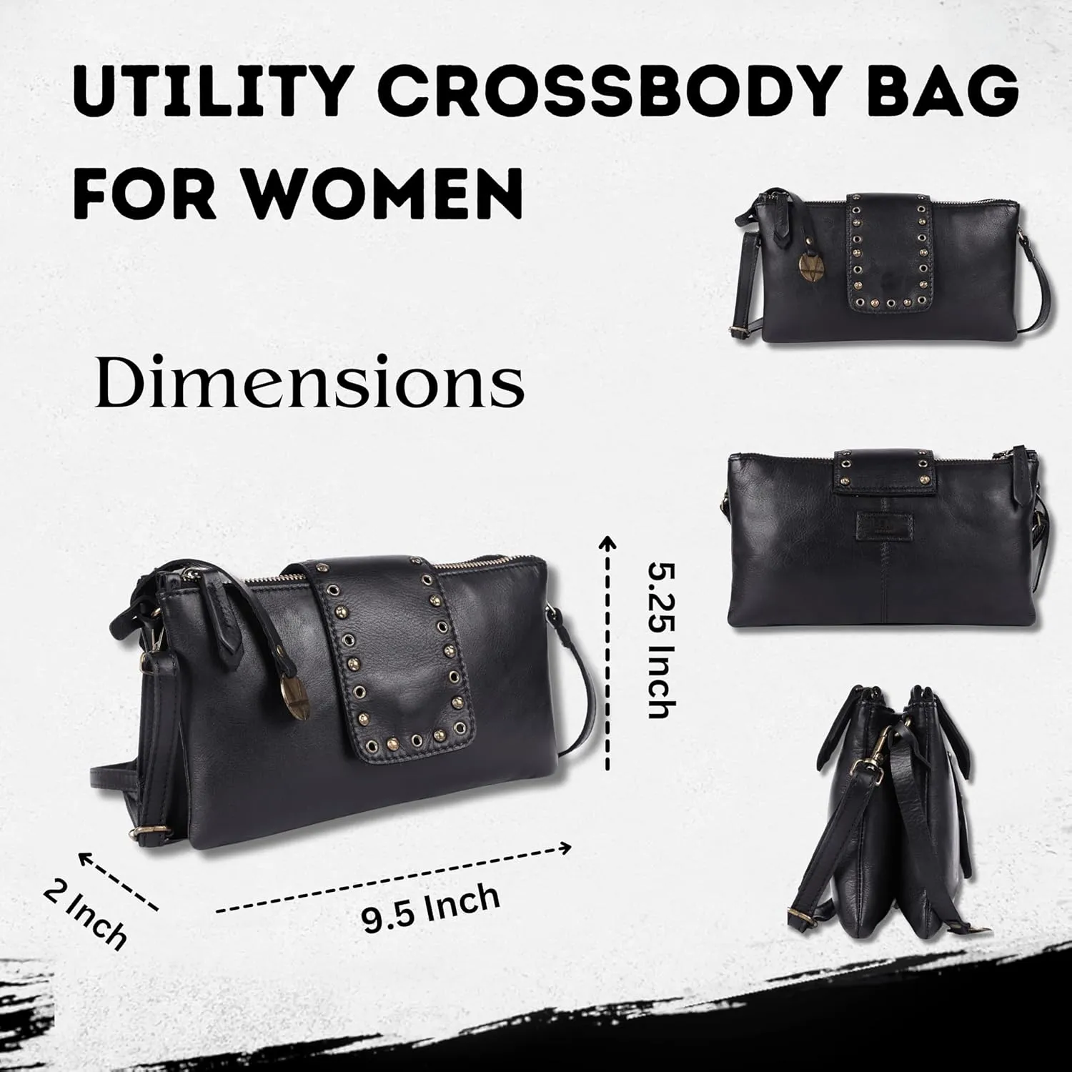 Genuine Italian Leather Boho Studded Crossbody Sling Bag - Stylish, Durable, & Perfect for Everyday Use for women