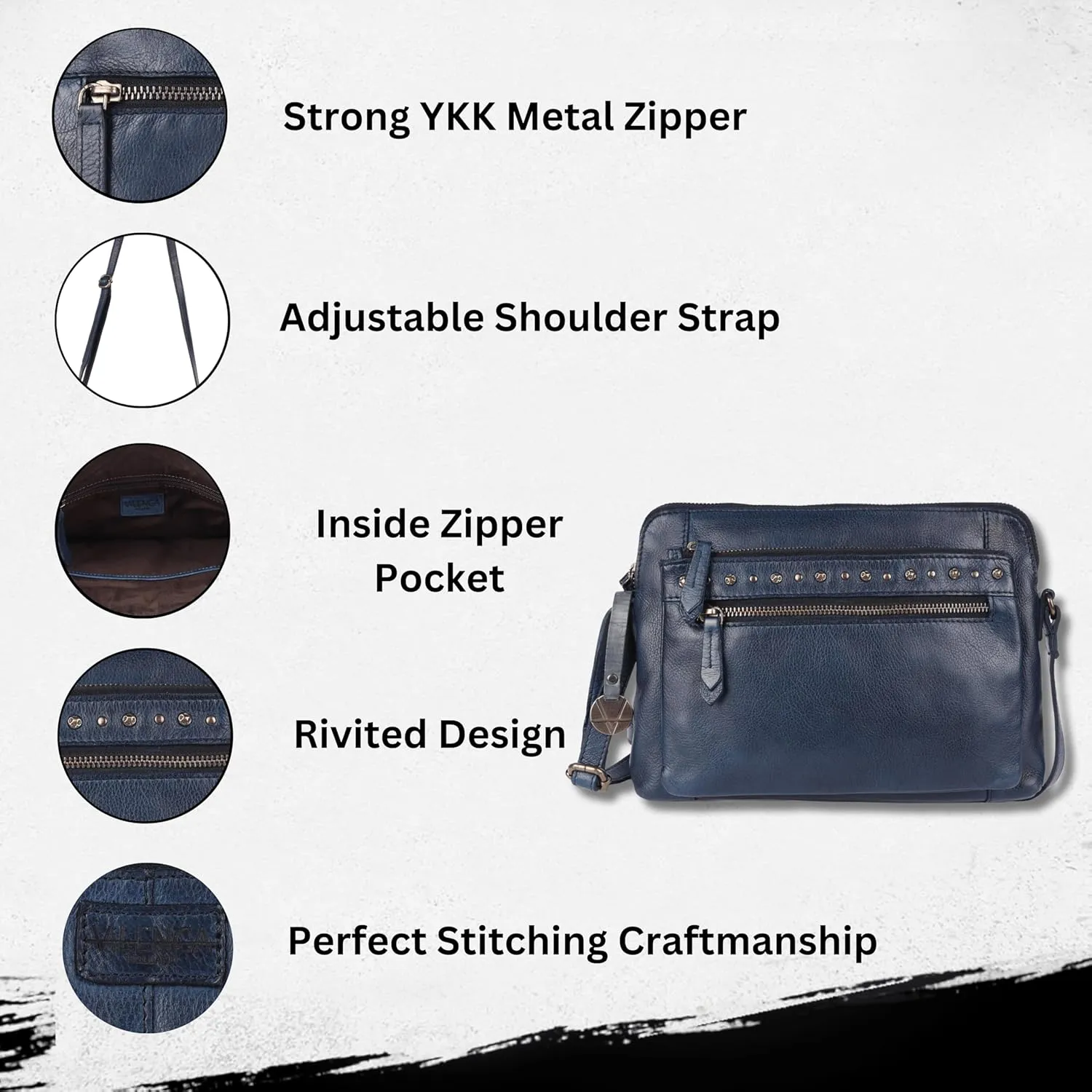 Genuine Italian Leather Boho Studded Shoulder Sling Bag - Stylish, Durable, & Perfect for Everyday Use for women