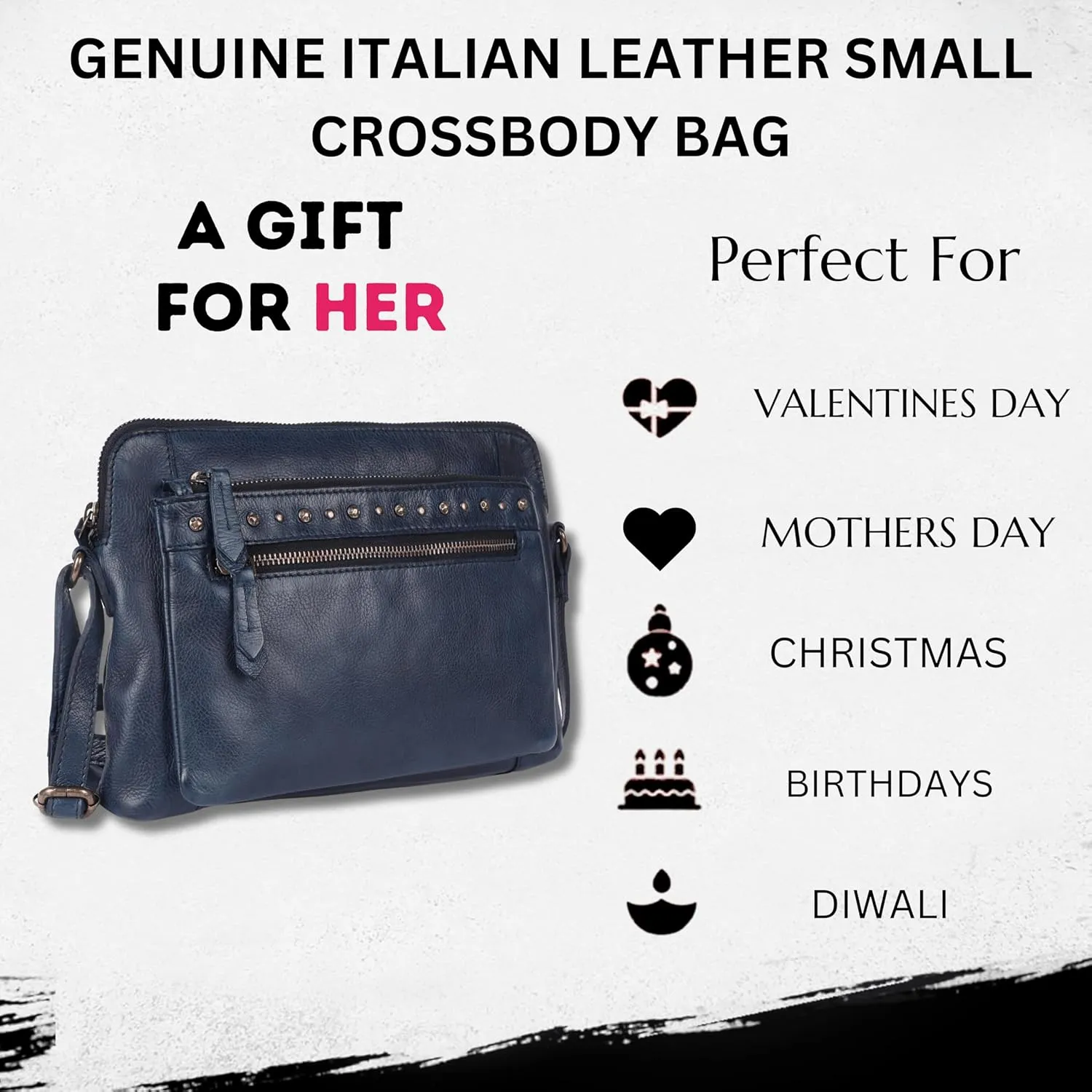 Genuine Italian Leather Boho Studded Shoulder Sling Bag - Stylish, Durable, & Perfect for Everyday Use for women