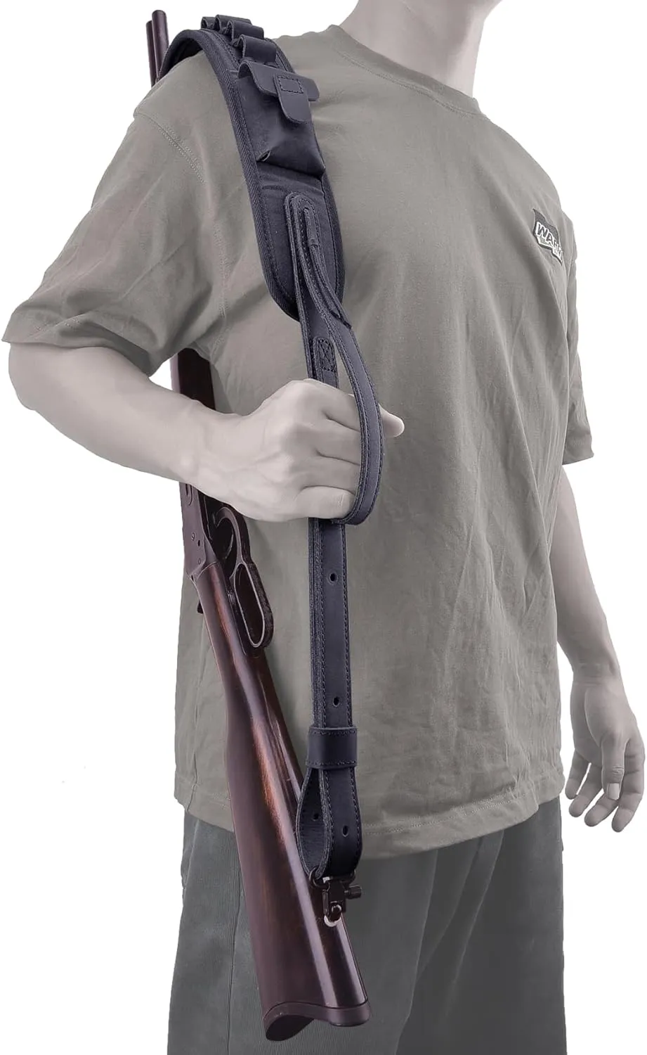 Genuine Leather Rifle Sling Gun Shoulder Adjustable Belt for .357 .30-30 .35 .38 Shell Slots