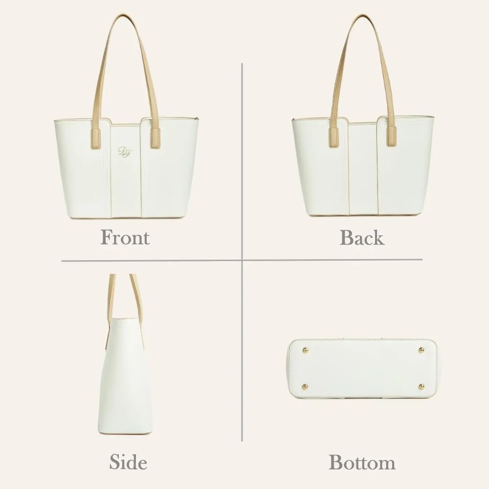 Genuine Leather Tote Bag for Women Shoulder Bag with Zipper Closure