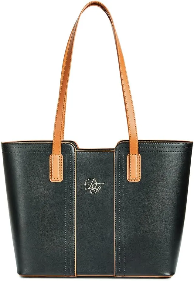 Genuine Leather Tote Bag for Women Shoulder Bag with Zipper Closure
