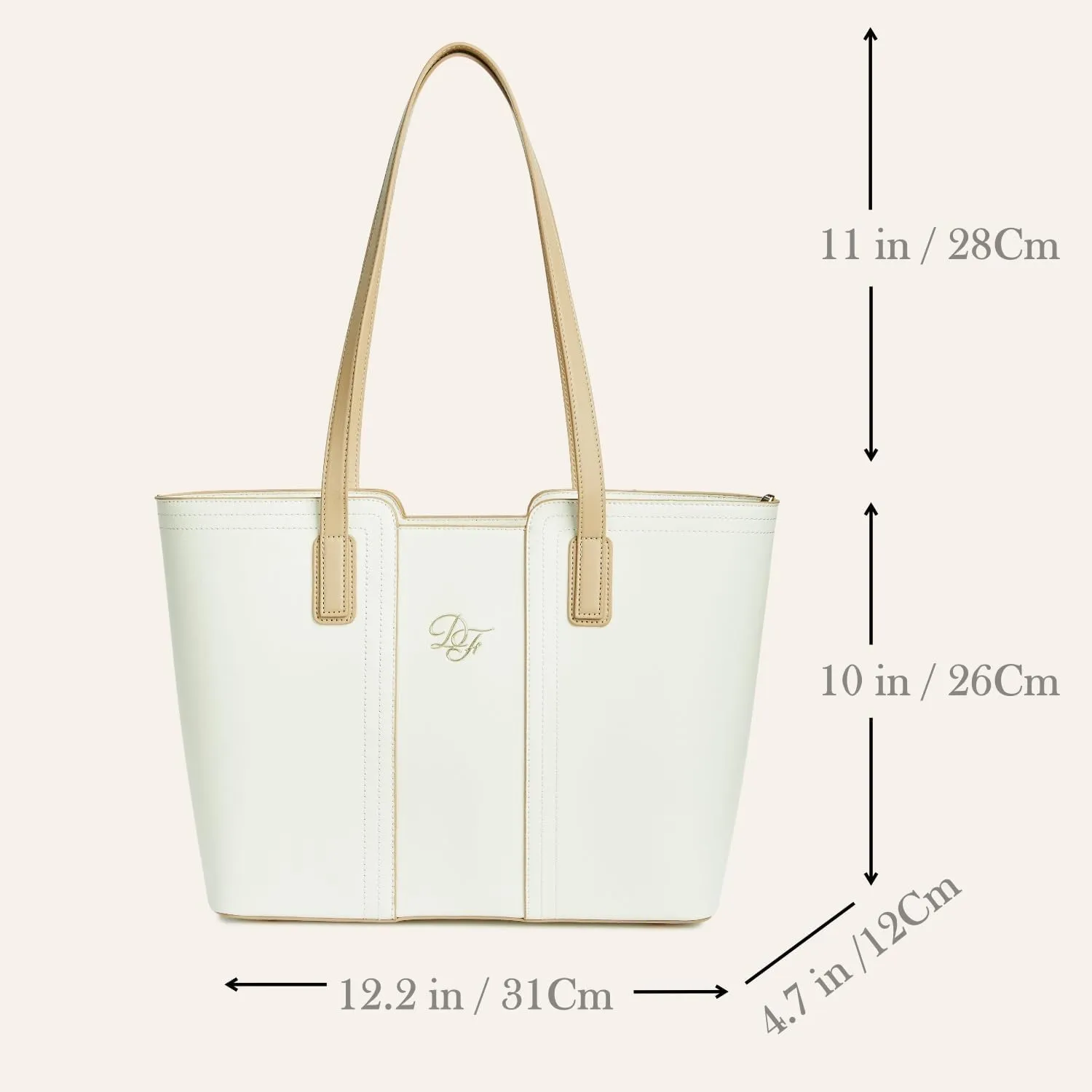Genuine Leather Tote Bag for Women Shoulder Bag with Zipper Closure
