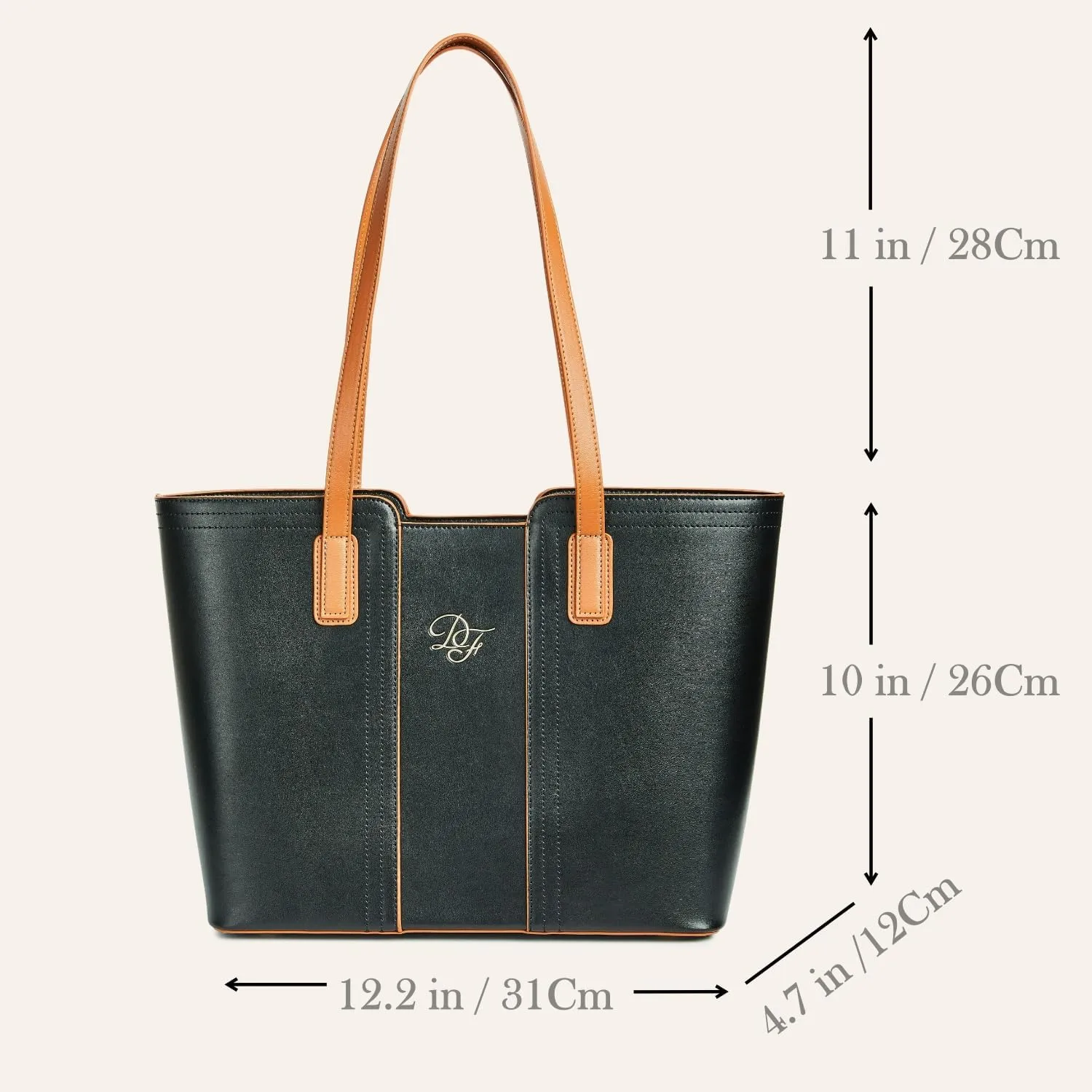 Genuine Leather Tote Bag for Women Shoulder Bag with Zipper Closure