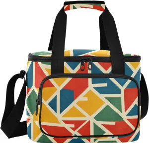 Geometric Triangle Beige Insulated Cooler Bag for Women Men Leakproof 24 Can Camping Car Coolers for Work Office Picnic