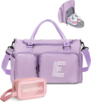 Gifts Teen Girl Gift, Initial Travel Duffel Bag, Duffel Bags, Personalized Weekender bags, Lilac purple-E