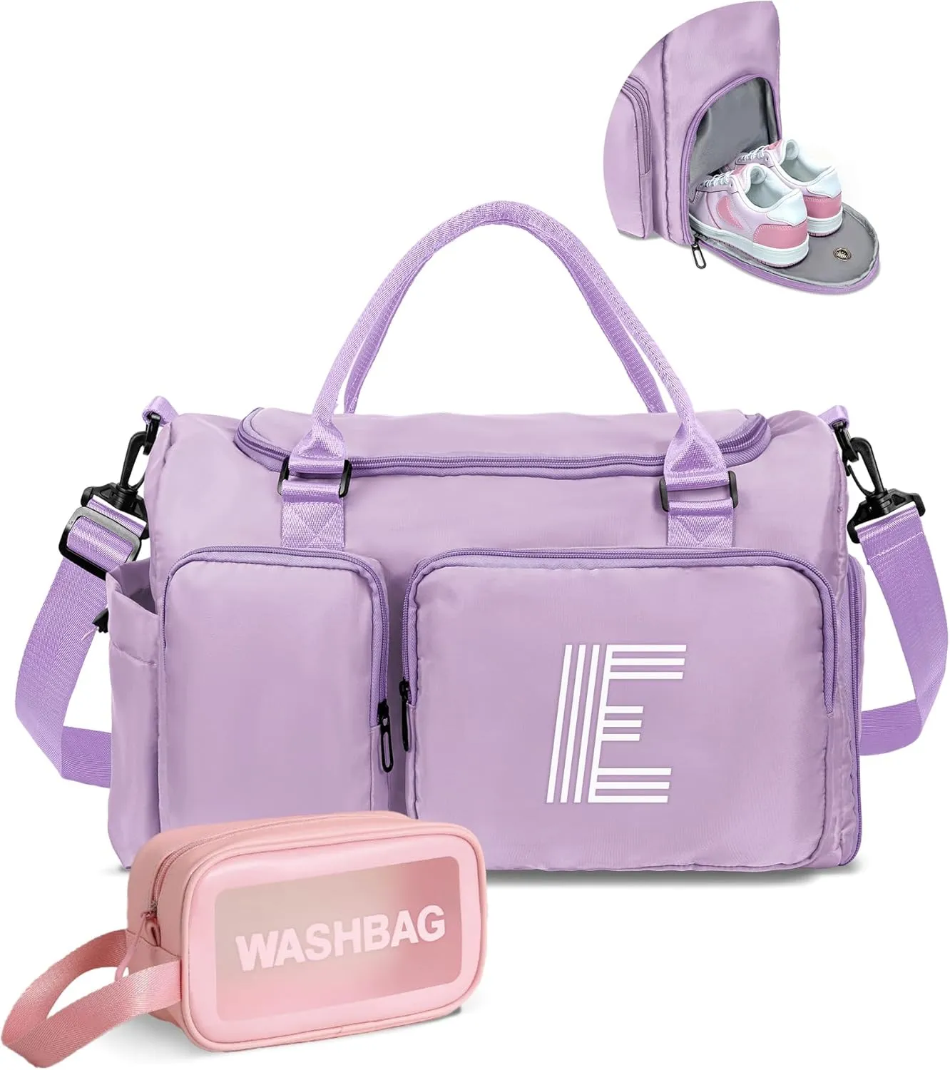 Gifts Teen Girl Gift, Initial Travel Duffel Bag, Duffel Bags, Personalized Weekender bags, Lilac purple-E