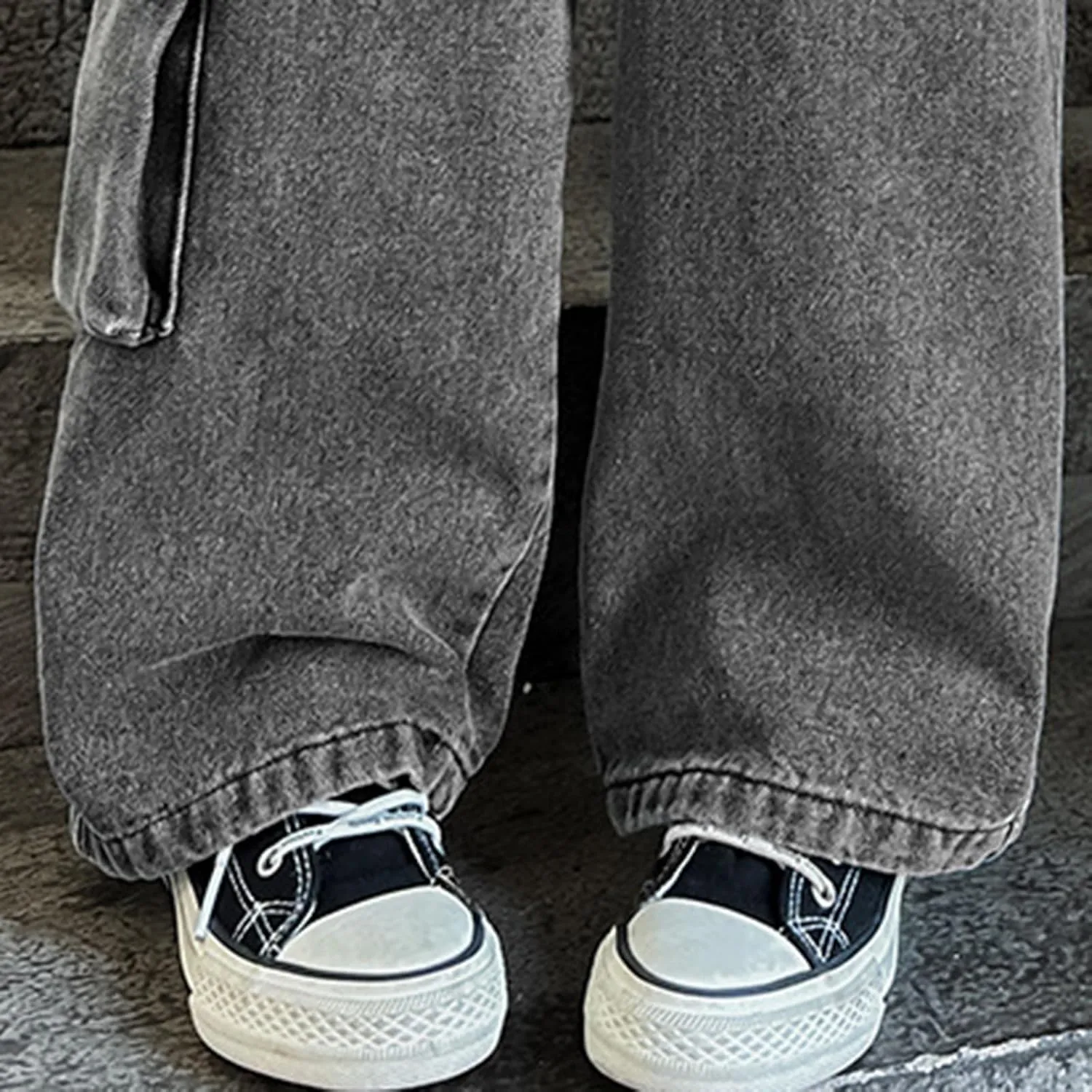 Girls Baggy Jeans Streetwear Denim Cargo Pants Kids Distressed Elastic High Waist Wide Leg Clothes Multiple Pockets