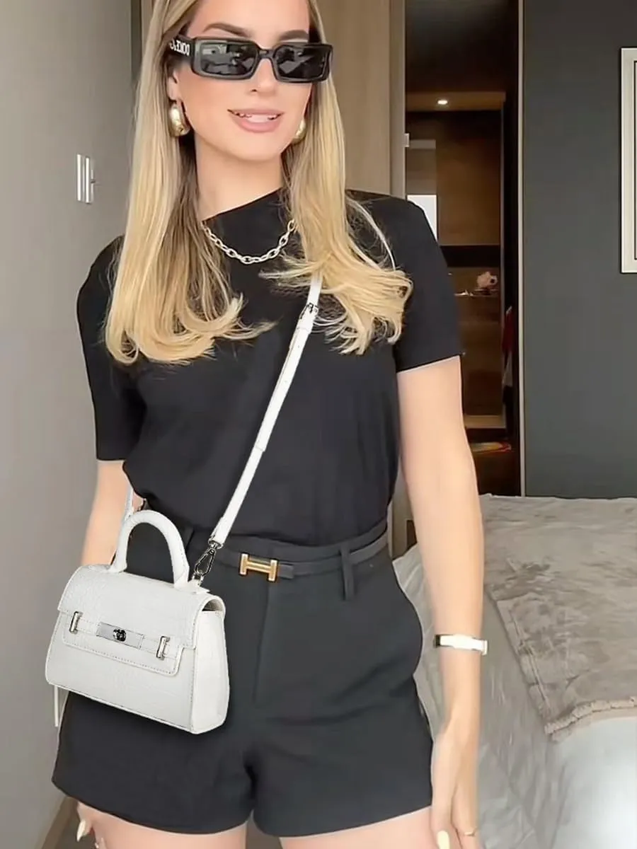GLITZALL Small Cute Crossbody Purse for Women with Top Handle Designer Mini Tote Bag for Summer