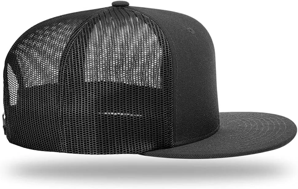 God is Greater Mountain Leather Flatbill Christian Trucker Hat - Fit Snapback Hat - Breathable Mesh Side for Casual Wear