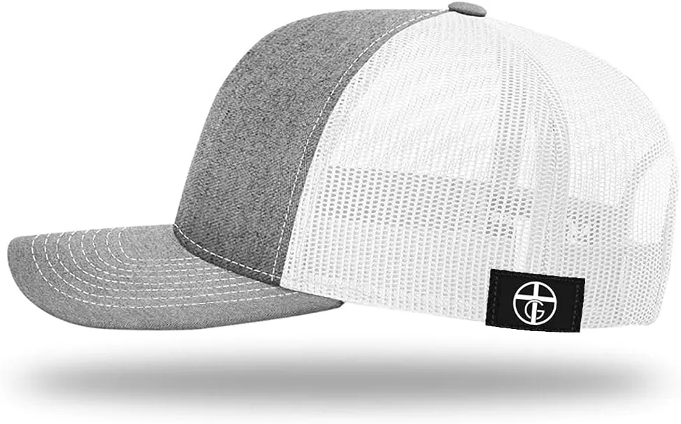God is Greater Mountain Leather Patch Christian Trucker Hat - Fit Snapback Hat - Breathable Mesh Side for Casual Wear