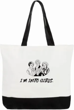 Golden Girls Lesbian Canvas Tote Bag, Black and White Design, Large Shoulder Straps