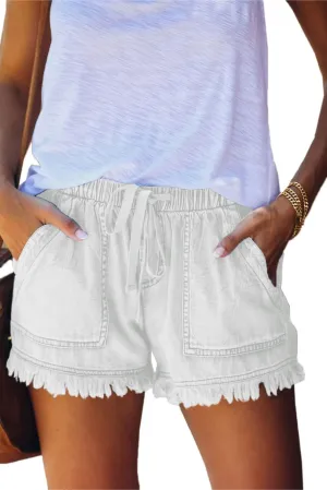 GOLDPKF Womens Jean Shorts for Denim Casual Summer Mid Waist Frayed Stretchy Ripped