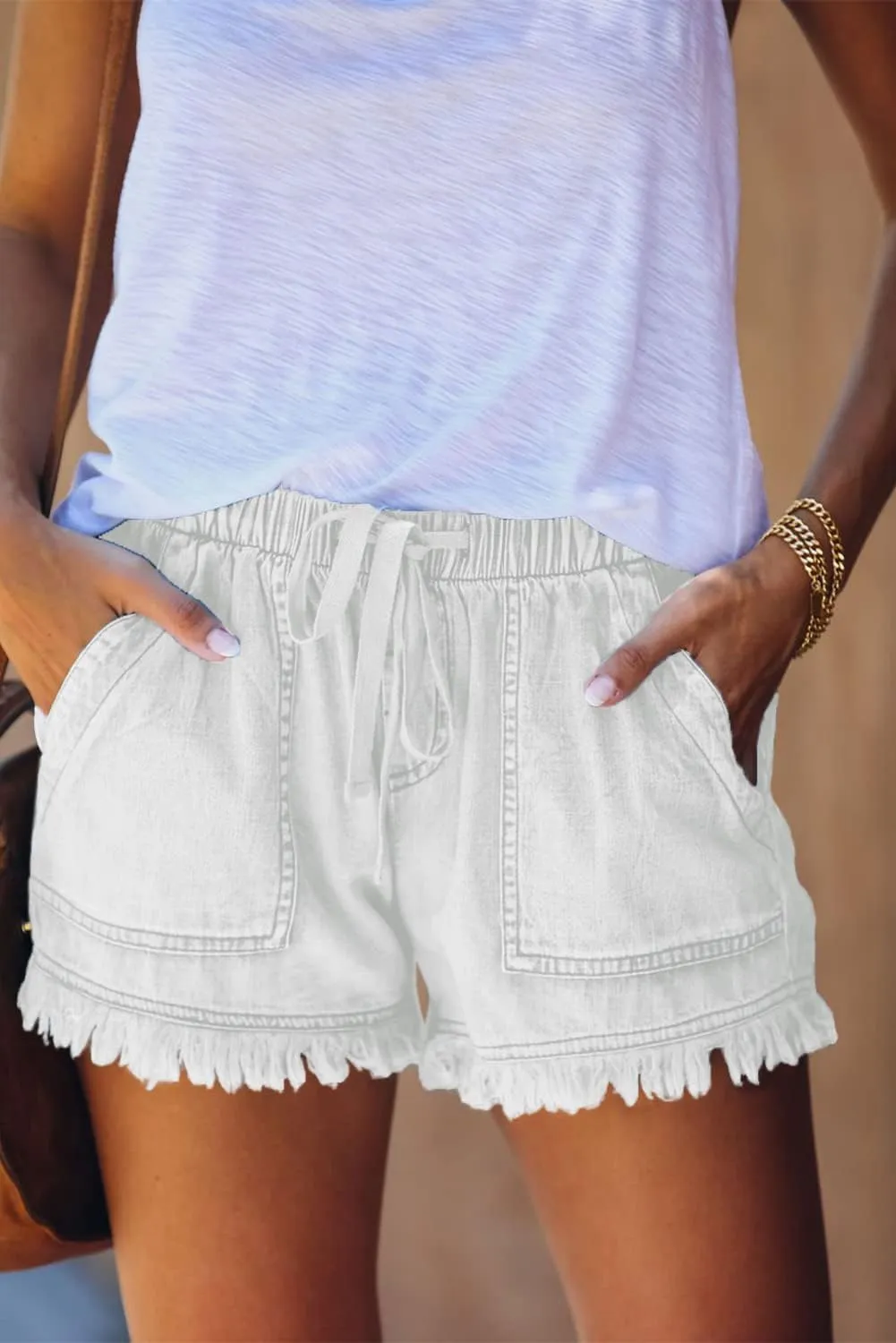GOLDPKF Womens Jean Shorts for Denim Casual Summer Mid Waist Frayed Stretchy Ripped