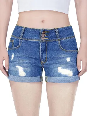 Govc Women Casual Summer Mid Waist Stretchy Denim Jean Shorts Junior Short Jeans