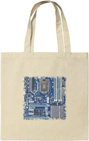 GRAPHICS & MORE Blue Computer Motherboard Processor CPU Grocery Travel Reusable Tote Bag