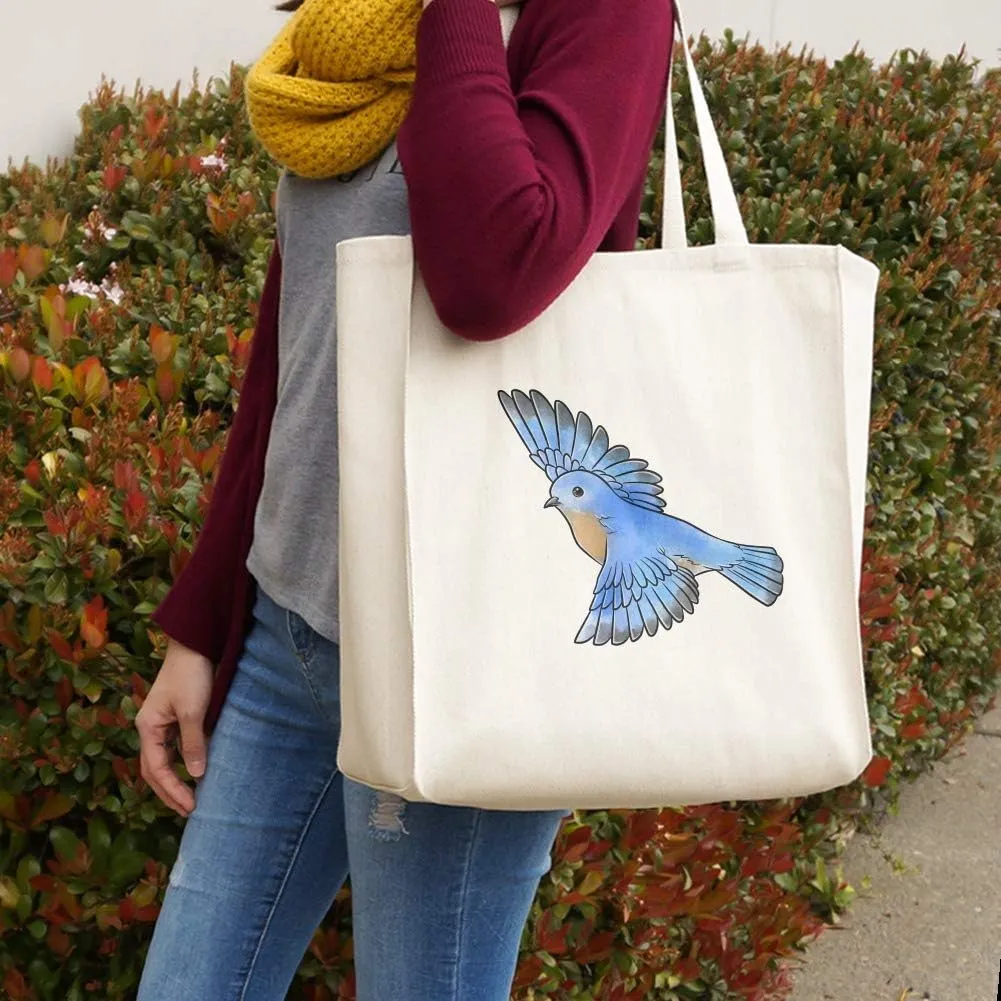 GRAPHICS & MORE Eastern Bluebird Watercolor Northeastern Bird Grocery Travel Reusable Tote Bag