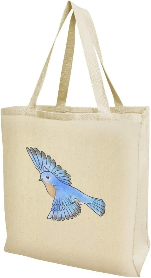 GRAPHICS & MORE Eastern Bluebird Watercolor Northeastern Bird Grocery Travel Reusable Tote Bag