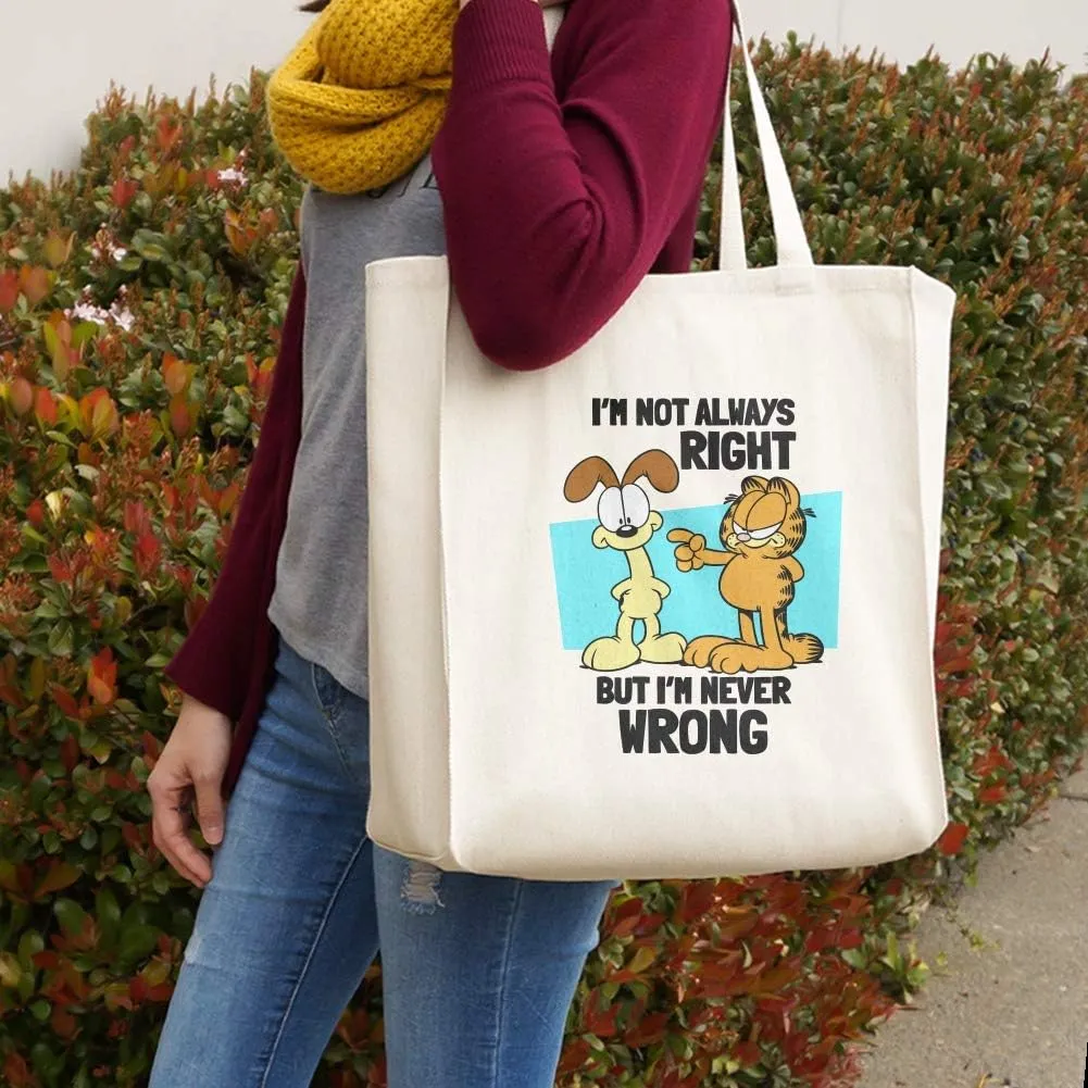 GRAPHICS & MORE Garfield and Odie I'm Never Wrong Grocery Travel Reusable Tote Bag