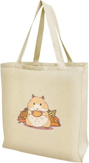 GRAPHICS & MORE Hamster Eating Stash of Food Grocery Travel Reusable Tote Bag
