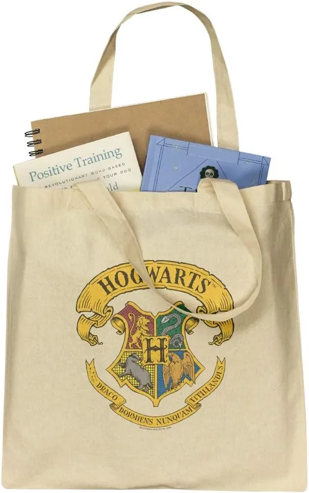 GRAPHICS & MORE Harry Potter Ilustrated Hogwart's Crest Grocery Travel Reusable Tote Bag