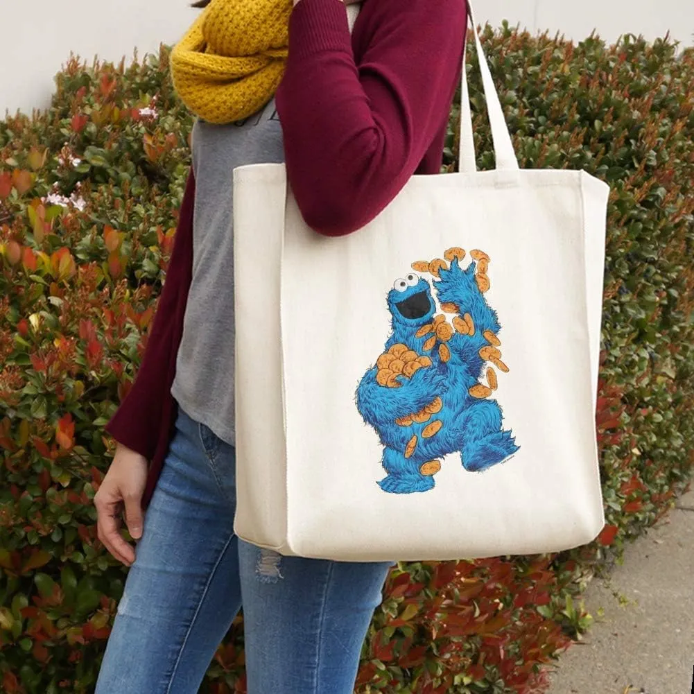 GRAPHICS & MORE Sesame Street Vintage Cookie Monster Grocery Travel Reusable Tote Bag
