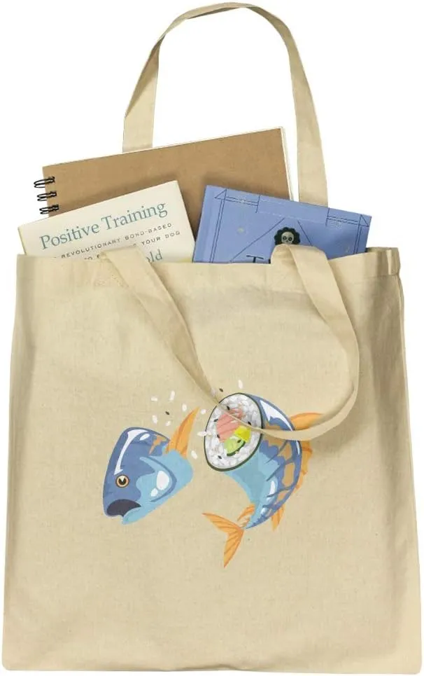 GRAPHICS & MORE Sushi Tuna Fish Yellowtail Roll Grocery Travel Reusable Tote Bag