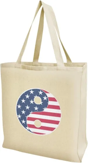 GRAPHICS & MORE USA Patriotic Yin and Yang American Flag Grocery Travel Reusable Tote Bag