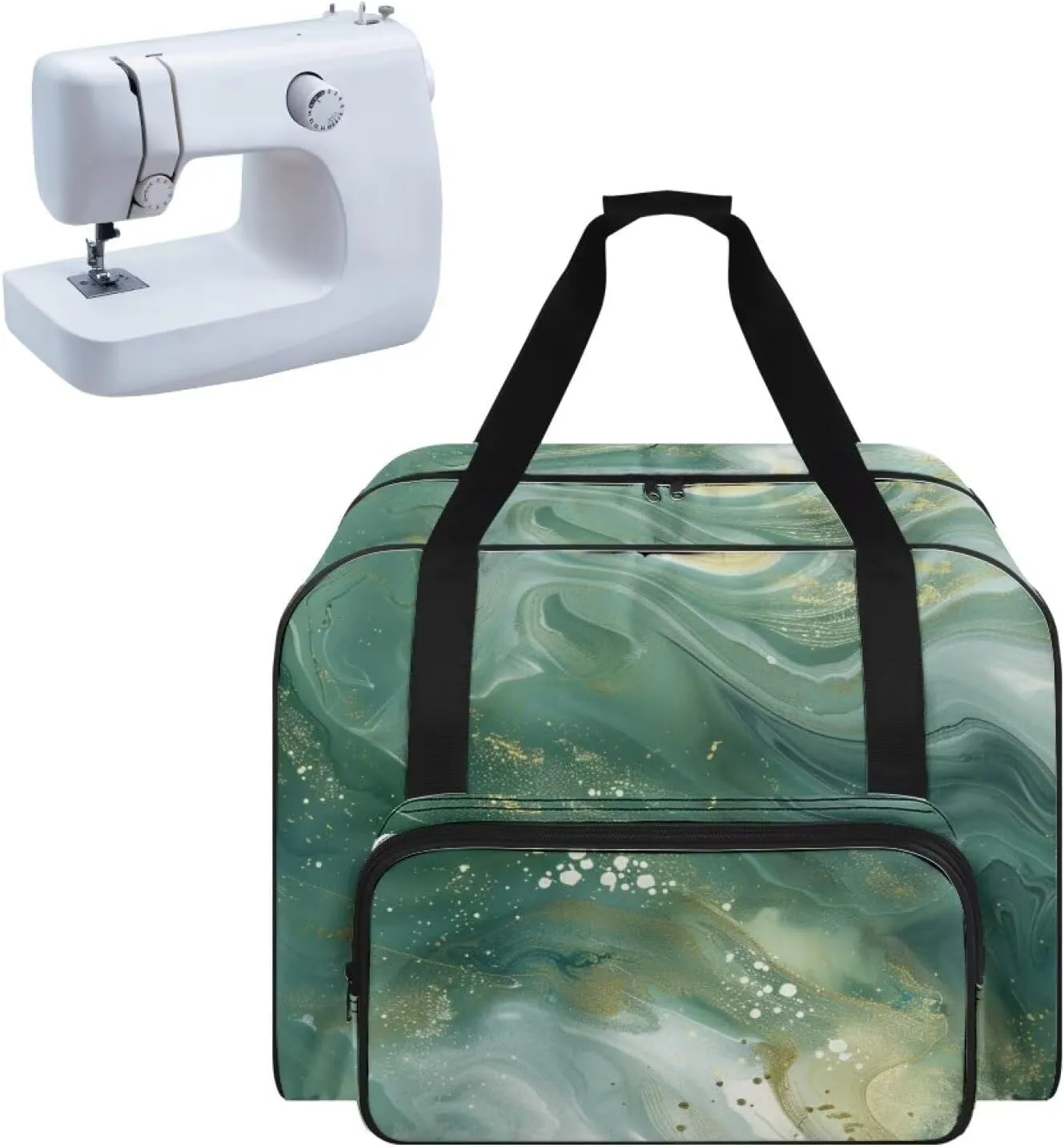 Green Marble Cover for Sewing Machine Portable Sewing Machine Handbag Sewing Machine Sorting Bag Tote Bag for Sewing Machine Bag for Most Standard Sewing Machine