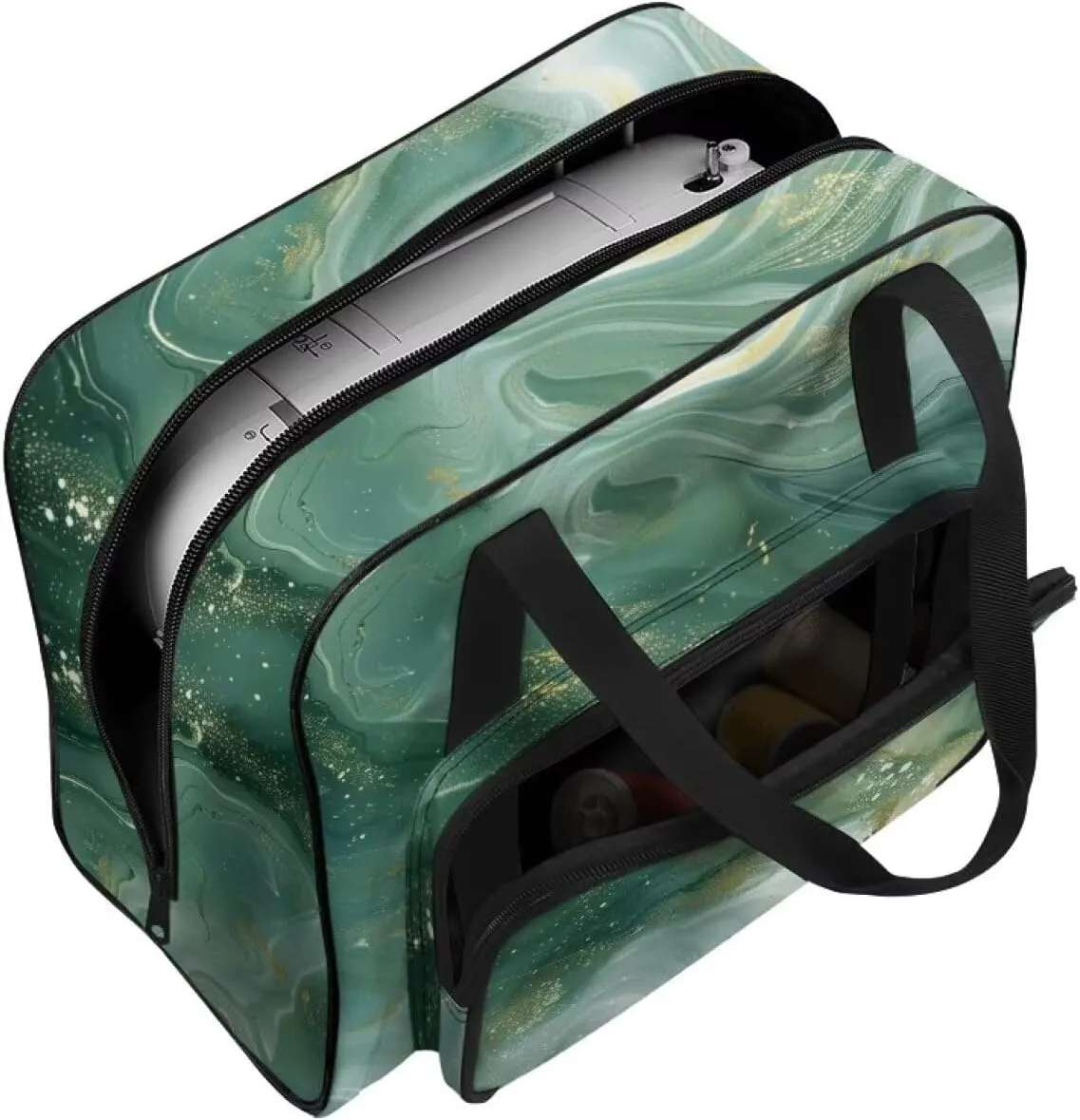 Green Marble Cover for Sewing Machine Portable Sewing Machine Handbag Sewing Machine Sorting Bag Tote Bag for Sewing Machine Bag for Most Standard Sewing Machine