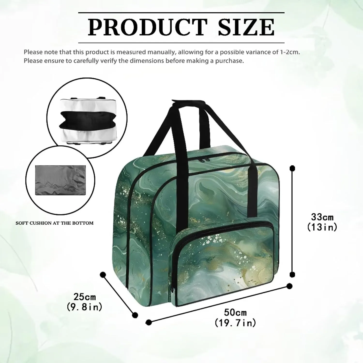 Green Marble Cover for Sewing Machine Portable Sewing Machine Handbag Sewing Machine Sorting Bag Tote Bag for Sewing Machine Bag for Most Standard Sewing Machine