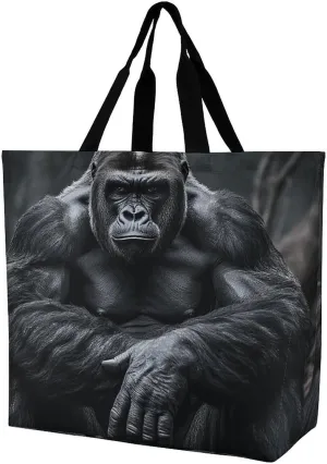 Grocery Bag Reusable Tote Bag Foldable Blue And Yellow Pattern Shopping Bag Handbag Washable Shoulder Bag for Travel