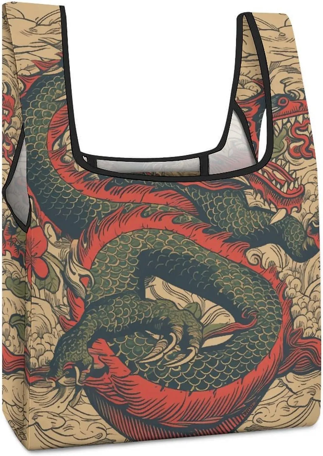 Grocery Bag Reusable Tote Bag Foldable Fish And Umbrella Shopping Bag Handbag Washable Shoulder Bag for Travel