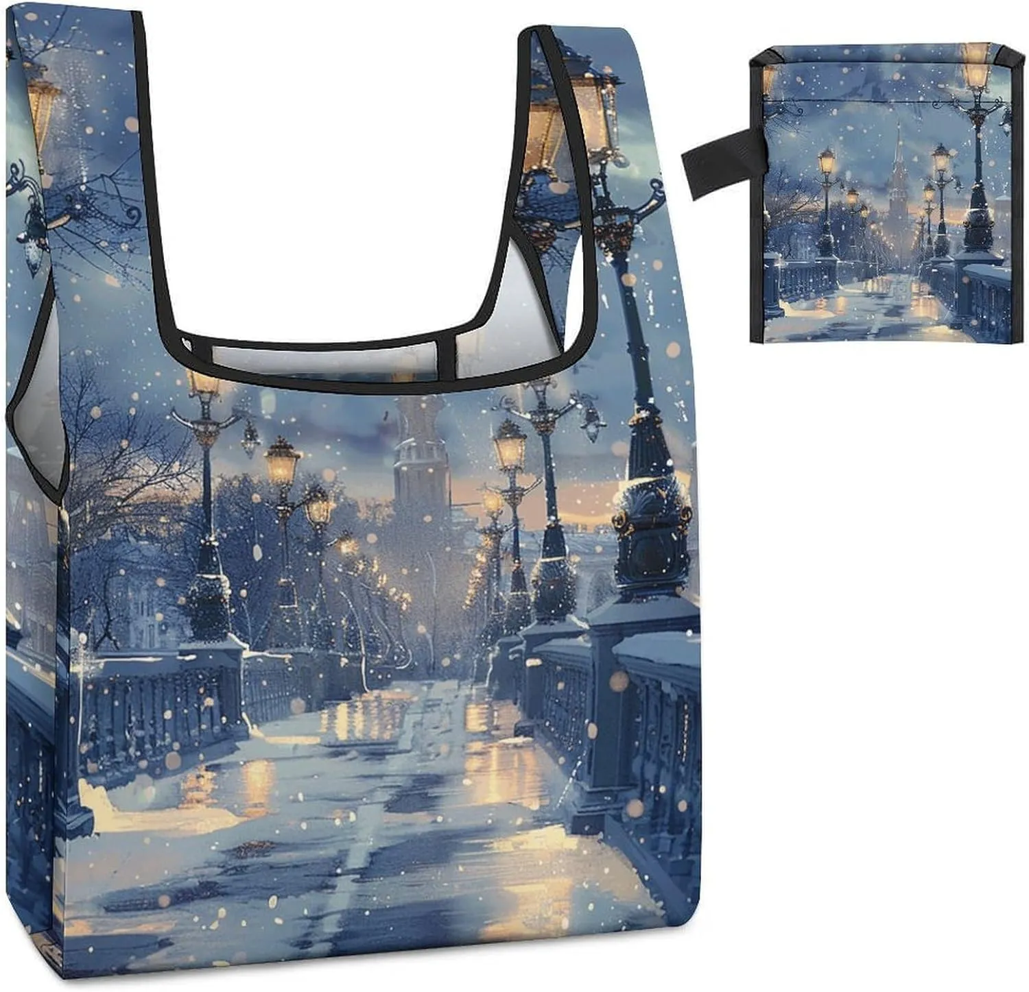 Grocery Bag Reusable Tote Bag Foldable Fish And Umbrella Shopping Bag Handbag Washable Shoulder Bag for Travel