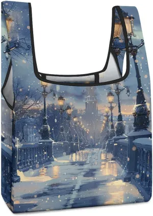 Grocery Bag Reusable Tote Bag Foldable Fish And Umbrella Shopping Bag Handbag Washable Shoulder Bag for Travel