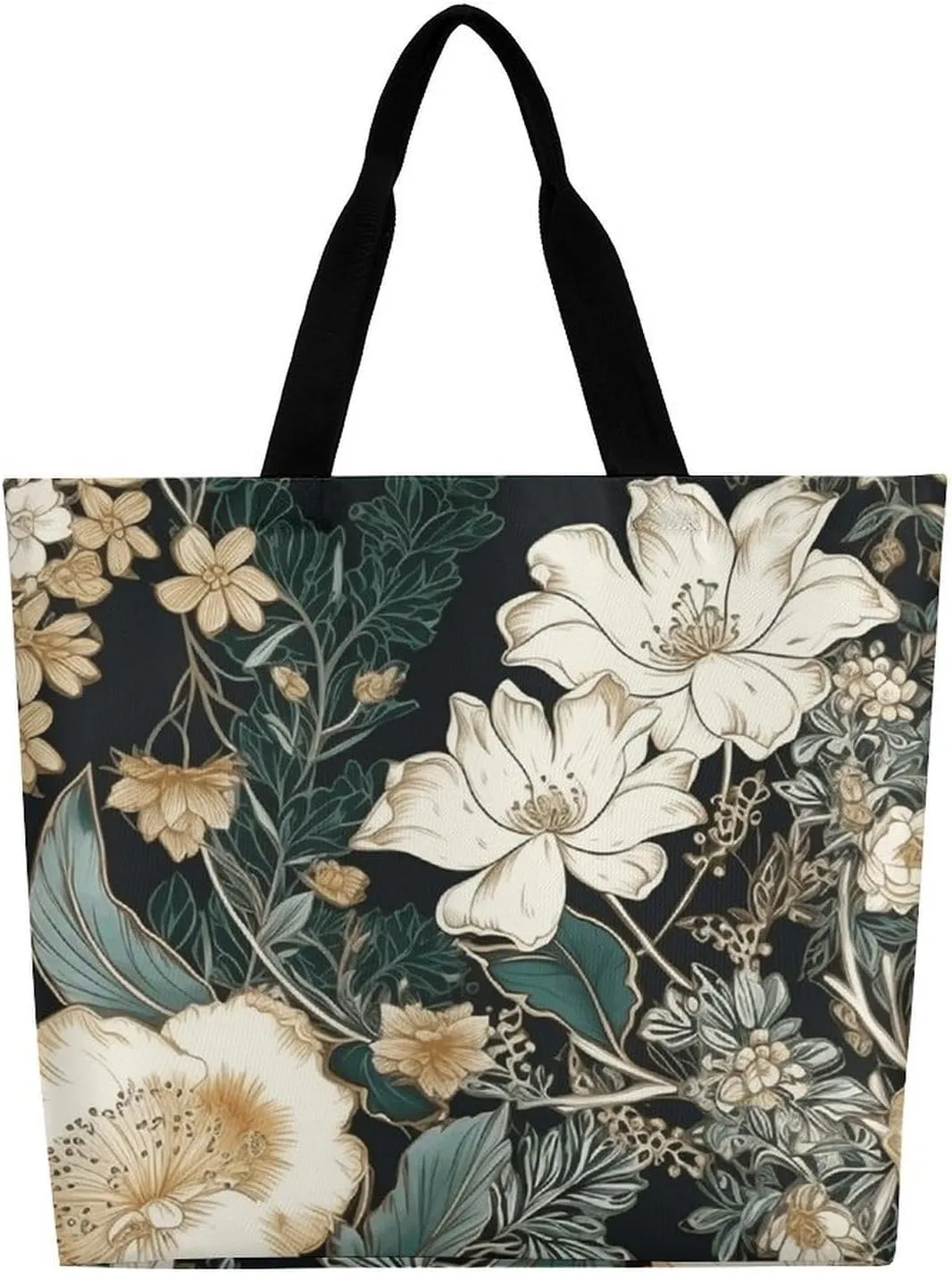 Grocery Bag Reusable Tote Bag Foldable Two Cranes Painting Shopping Bag Handbag Washable Shoulder Bag for Travel