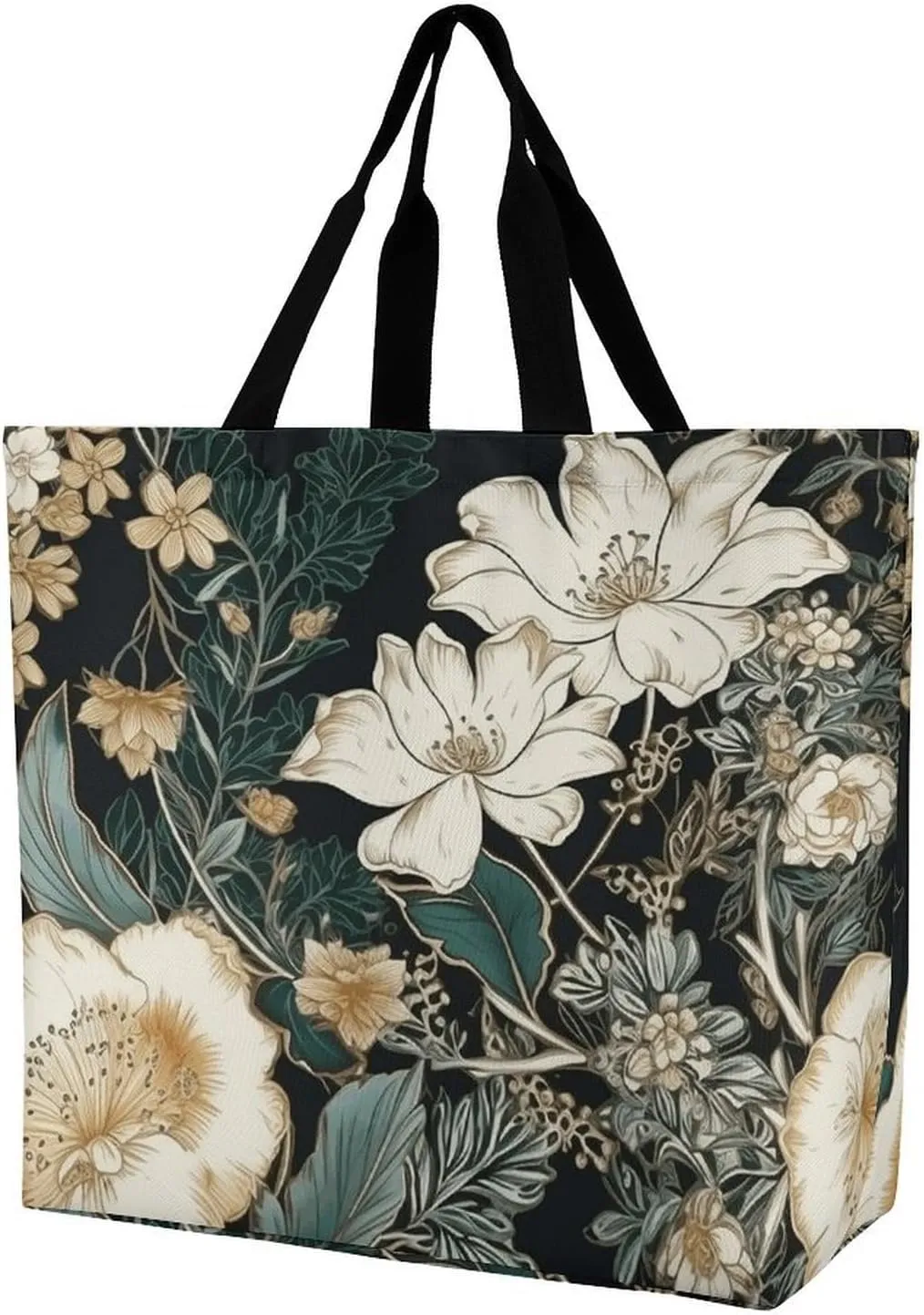 Grocery Bag Reusable Tote Bag Foldable Two Cranes Painting Shopping Bag Handbag Washable Shoulder Bag for Travel