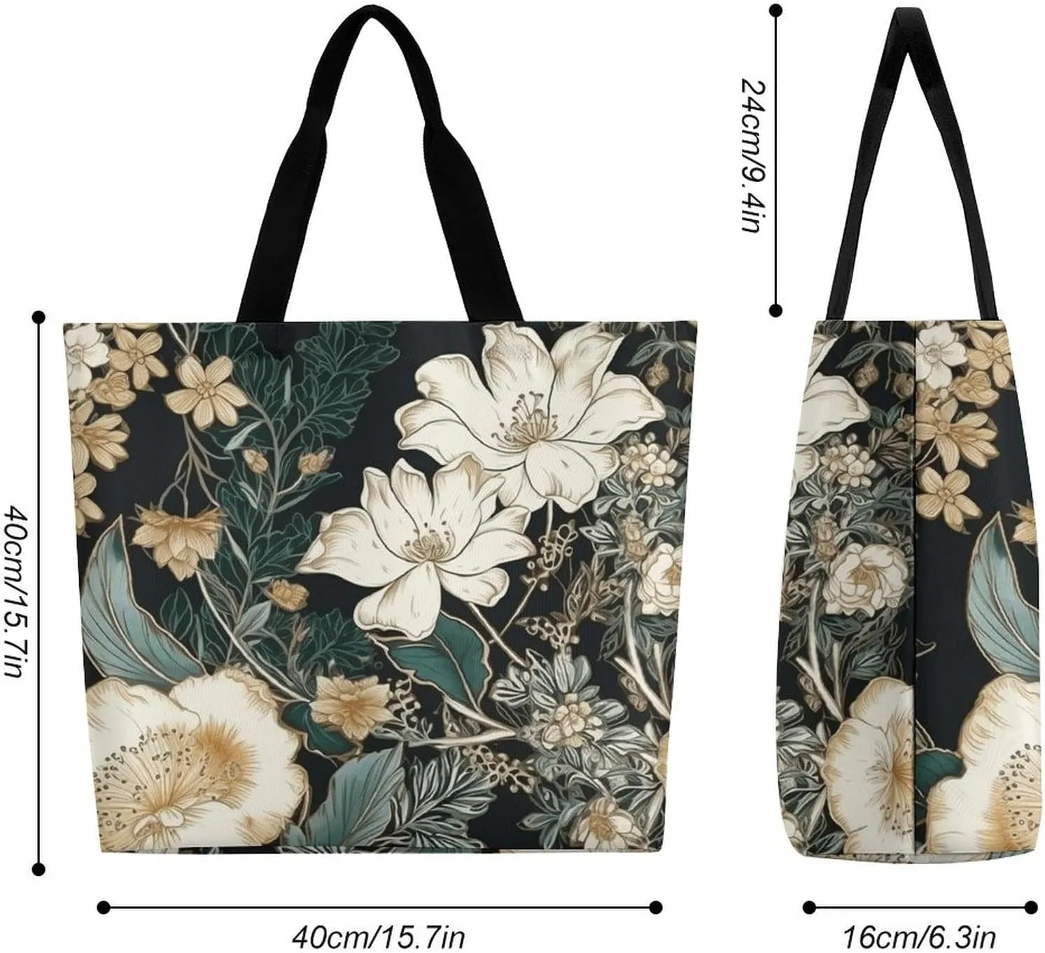 Grocery Bag Reusable Tote Bag Foldable Two Cranes Painting Shopping Bag Handbag Washable Shoulder Bag for Travel