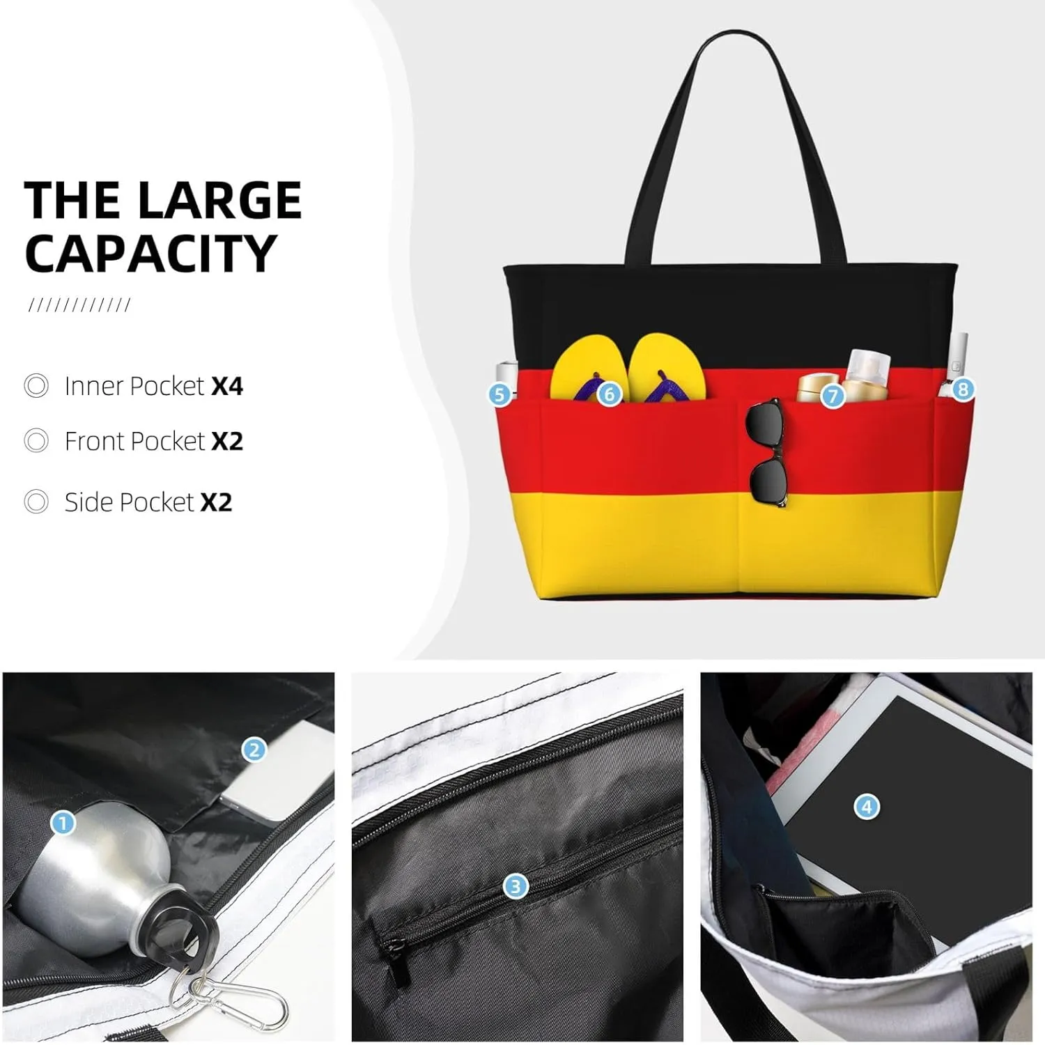 Guam Island Flag Women Large Beach Bag Travel Weekender Foldable Tote Bag for Pool Beach Vacation Gym