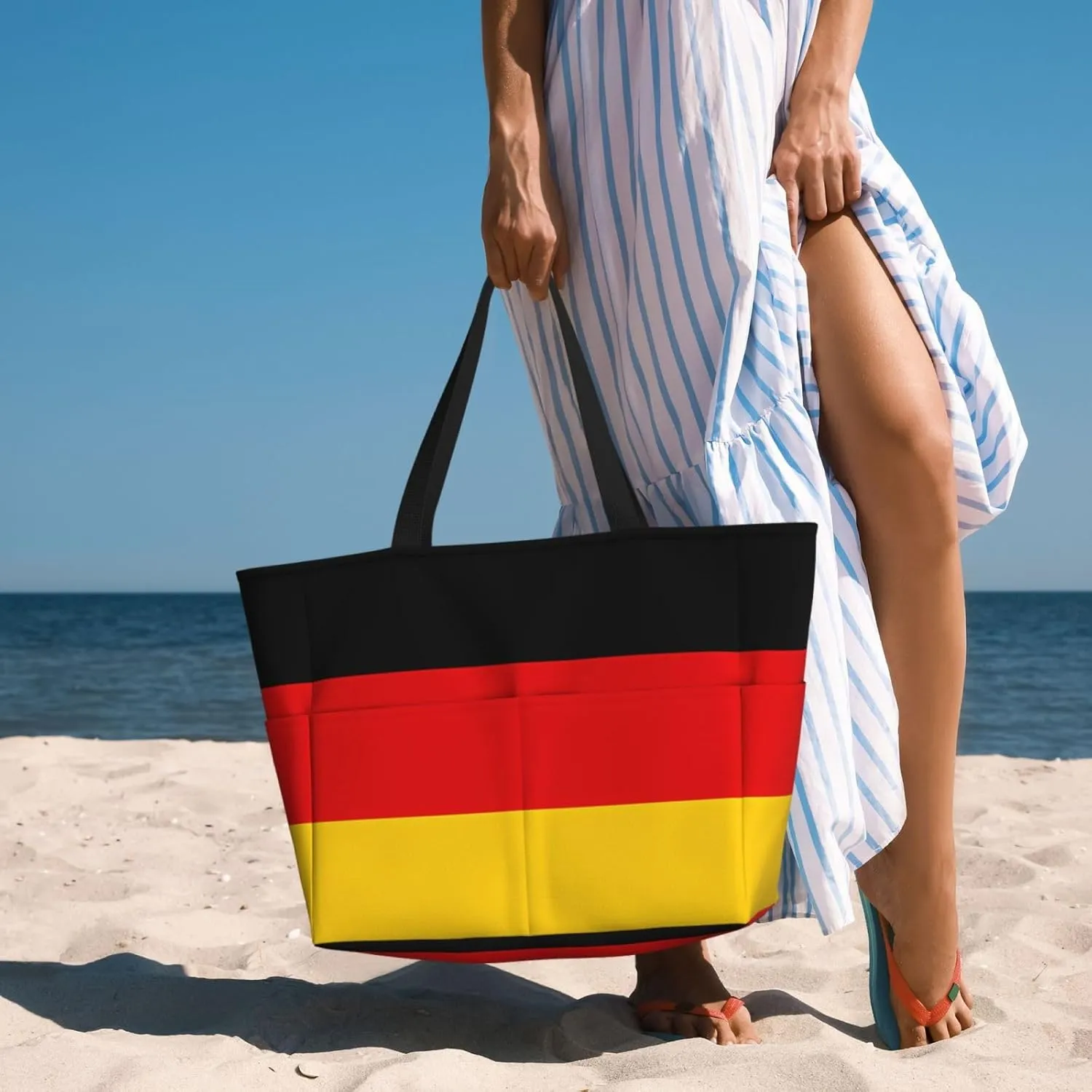 Guam Island Flag Women Large Beach Bag Travel Weekender Foldable Tote Bag for Pool Beach Vacation Gym