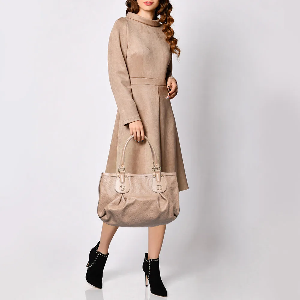 Gucci Beige Guccissima Leather Scarlett Stud Interlocking G Hobo