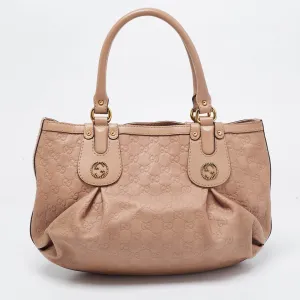 Gucci Beige Guccissima Leather Scarlett Stud Interlocking G Hobo