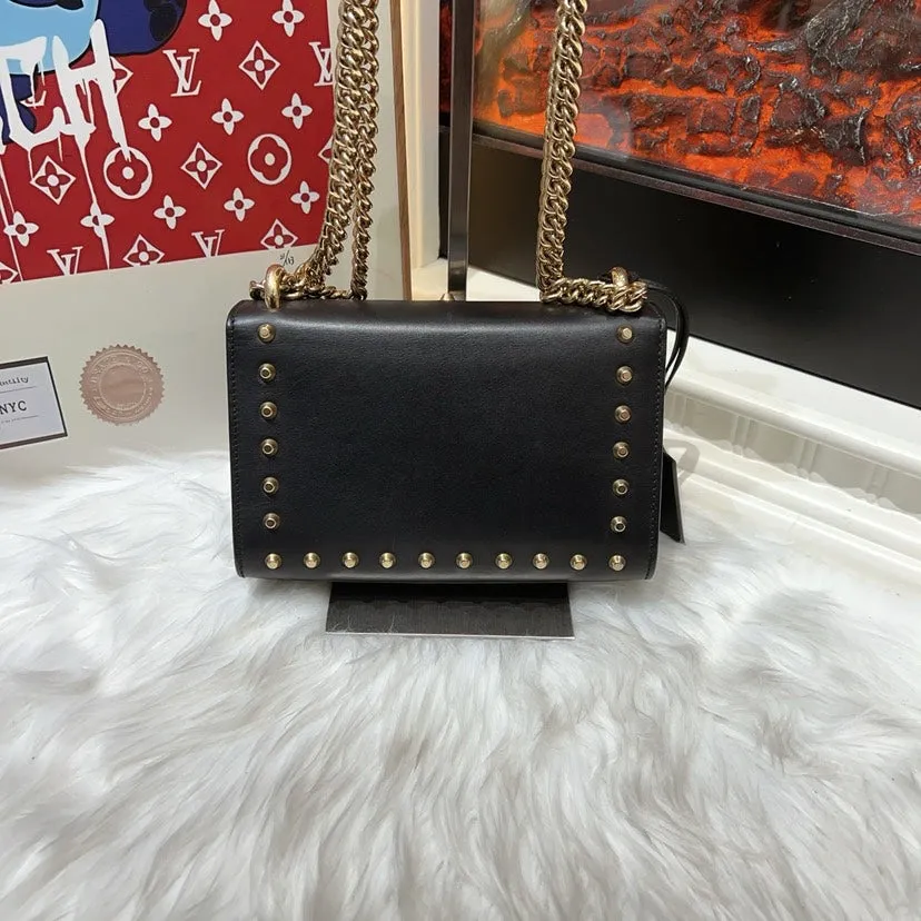 Gucci Black Padlock Shoulder Bag Studded Medium