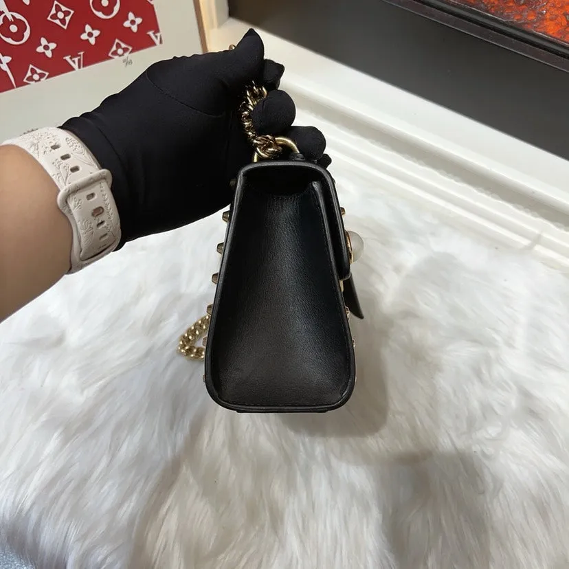 Gucci Black Padlock Shoulder Bag Studded Medium