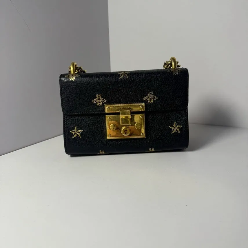 Gucci Padlock Embellished Black Leather Shoulder Bag