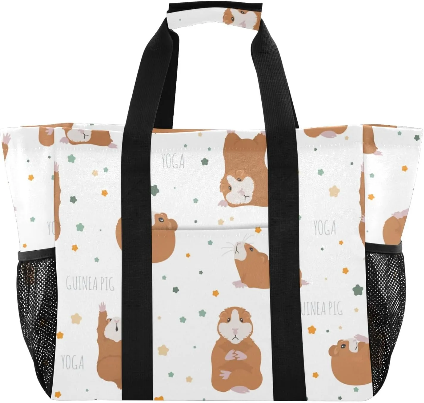 Guinea Pig Yoga Poses and Exercises Pattern Beach Tote Pool Bags for Women Ladies Large Waterproof Gym Tote Carry On Bag for Weekender Swim Gym Shopping Travel Daily Bag