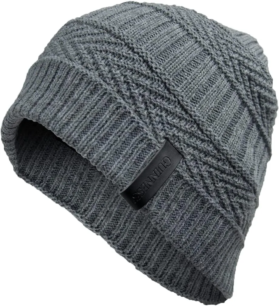 Guinness Beanie Hat – Classic Black & Grey Knit Cap, Official Irish Merchandise